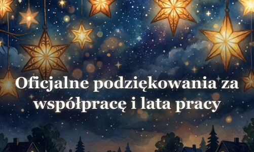 Oficjalne podziękowania za współpracę i lata pracy
